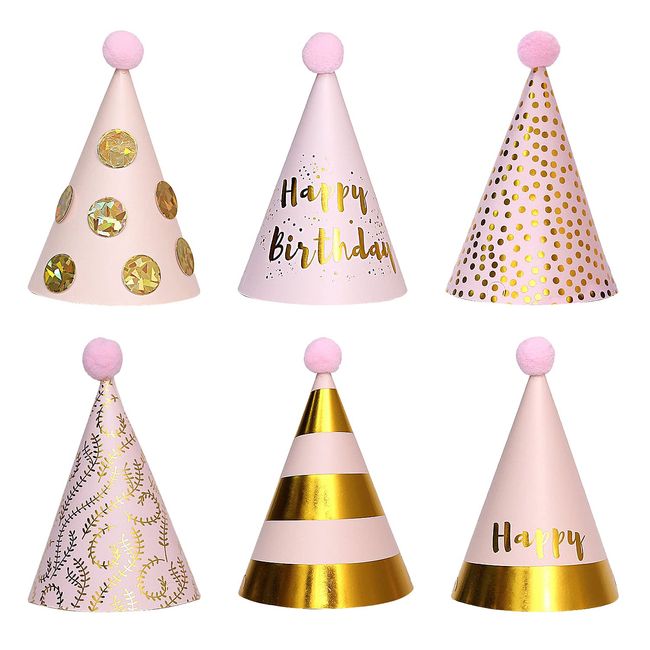 RICISUNG Birthday Hat, Set of 6, Birthday Hat, Triangular Hat, Costume Hat, Crown, Birthday, Party, Decoration, Event Goods, Easy Decoration, Handmade