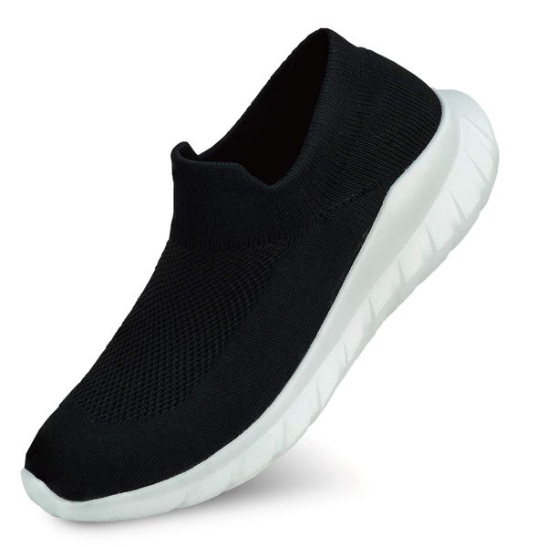 Heart Beat's Men's, Women's Slip-on Sneakers, Shoes, For Gyms, Walking, Running, Sports, Lightweight, Breathable, Cushioned, Black