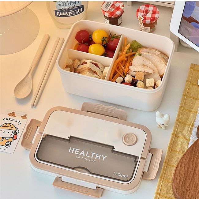 Simple Plastic Lunch Box For Adults And Kids, 1500ml, Leakproof