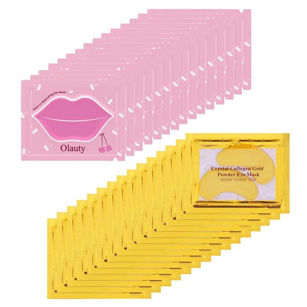 TITIMORE 30 Stück Augenpads & Lippenmasken,24k Gold Eye Pads Augenpads Gegen Augenringe,Lippenpflege Feuchtigkeitsspendende Lip Sleeping Mask,Moisturizing Lip Pads,Anti-Aging Gel Eye Patches