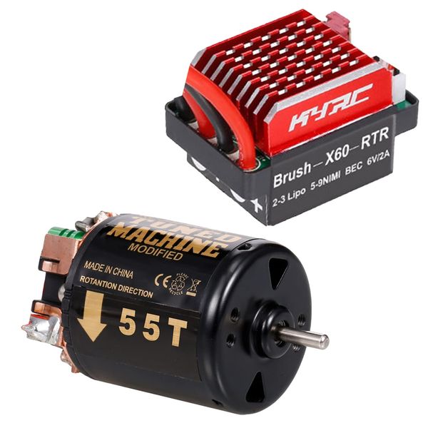 GoolRC 540 Brushed Motor RC Crawler Motor 55T3 Slot and 60AESCRC Car ESC Brushed Electric Speed Controller 6V/2A BEC for 1/10 RC Car