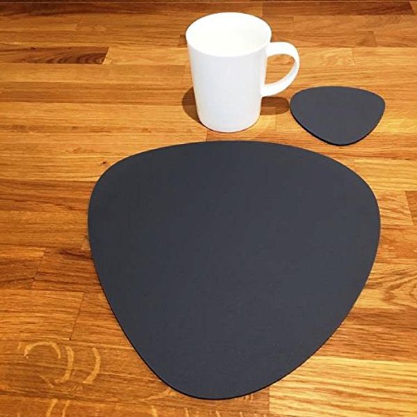 Pebble Shaped Placemat and Coaster Set - Graphite Grey - Set of 4