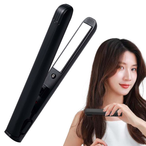 PAVIKE USB Hair Curler, 2 in 1 Hair Straightener, Dual Use Curling Iron, Mini Hair Iron, Portable, Creates Beautiful Hairstyles, Unisex, Ideal for Beginners, Home, Business Trips, Travel, No Power