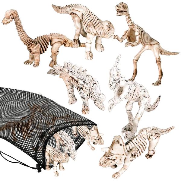 ArtCreativity Dino Fossils in Mesh Bag, Set of 12 Mini Dinosaur Fossils in Assorted Designs, Fun Dinosaur Play Set for Boys and Girls, Best Dinosaur Birthday Gift for Kids