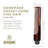 Kent Handmade Fine Toothed Comb with Leather Tab and Case