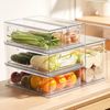 4 Pack Stackable Refrigerator Organizer Bins Pull-Out Drawers for Fruit and Vegg