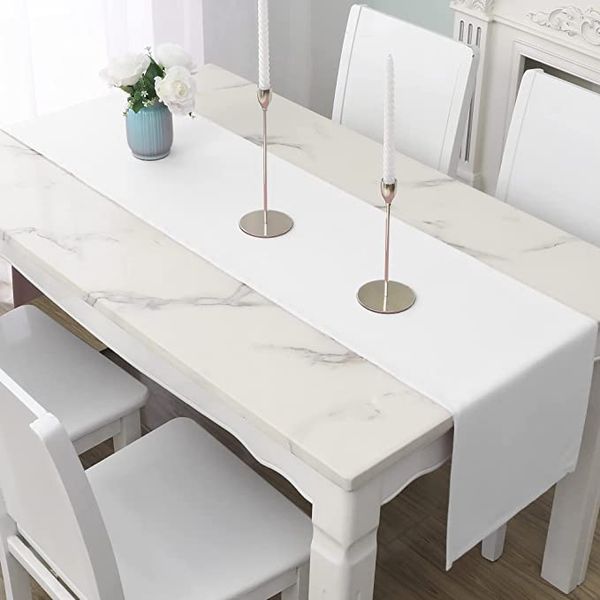 LivinEaseElevate Your Table Decor: Premium White Table Runner Collection - Luxurious Cotton & Linen Blends - Perfect for Every Occasion! (42 x 150 cm)