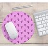 Pink & Purple Butterfly Loveheart Pattern PC Office Computer Round Mouse Mat Pad Desk Mousemat Mousepad