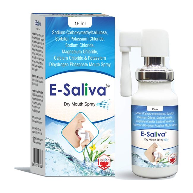 E-Saliva Dry Mouth Spray, Artificial Saliva Spray, Oral Hydration and Comfort for Dry Mouth, Gentle and Refreshing Long-Lasting Formula, Neutral Flavour 15ml