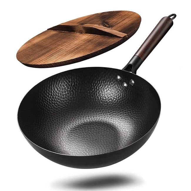 32cm Chinese Traditional Iron Wok Non-stick Pan Kitchen Cookware  Non-coating Pan High Quality With Gift Box