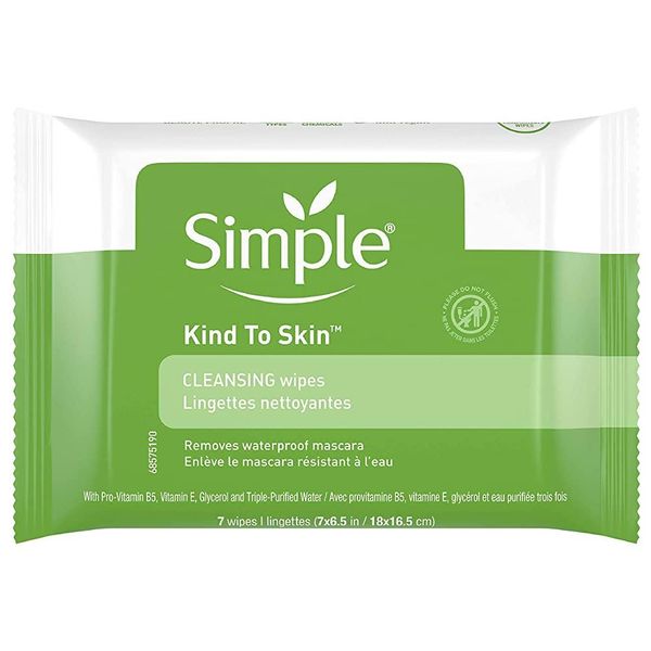 Simple Kind to Skin Facial Cleansing Wipes Cleanser Makeup Remover Waterproof Mascara Removal 7pcs [100% Genuine] Skin Care