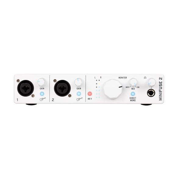 Arturia - MiniFuse 2 - Compact USB Audio & MIDI Interface with Creative Software for Recording, Production, Podcasting, Guitar - White