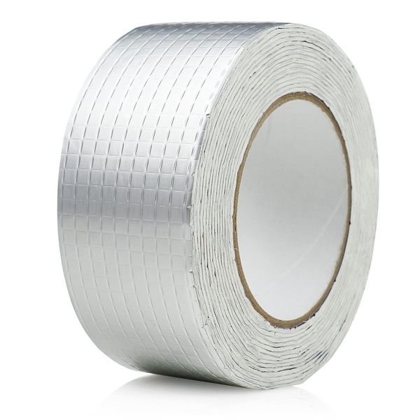 BOMEI PACK Waterproof aluminum foil butyl tape roof leak repair tape 50mm x 5m,1.5mm strong Butyl rubber for window crack,duct holes leaks sealant bonding,1 roll single side