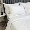 Luxury Cream 100% Cotton Satin Queen Bedding Set Cotton Shine Stripped Pattern