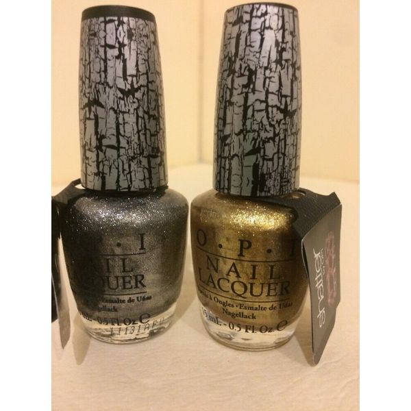 NEW OPI GOLD & SILVER SHATTER NAIL LACQUER POLISH SET FULL SIZE