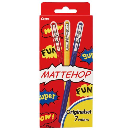 Pentel Matte Hop Original Color Ballpoint Pen, 7 Colors, K110-V7STA