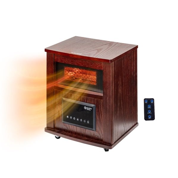 Comfort Zone 16" Infrared Quartz Wood Cabinet Space Heater with Remote, Cherry