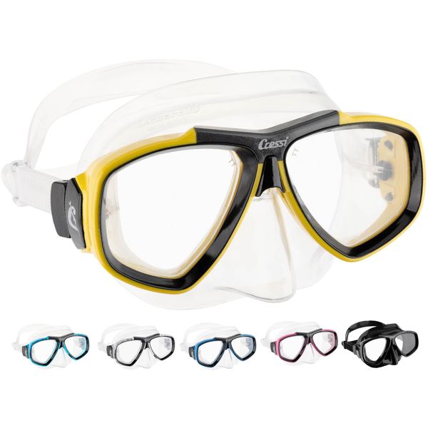 Cressi Focus Scuba Diving Optical Lenses Available Mask - Yellow