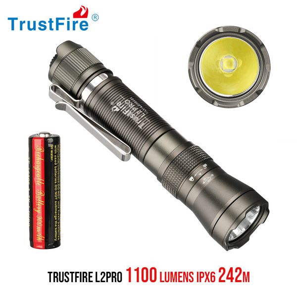  Trustfire 1100LM Tactical EDC Flashlights Rechargeable Working Light Army Green