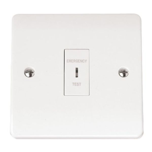 White Emergency Lighting Double Pole Test Key Switch inc Key