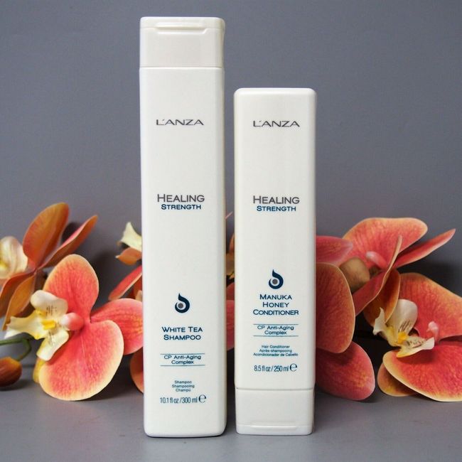 Lanza Healing STRENGTH White Tea Shampoo 10.1oz & Manuka Honey Conditioner 8.5oz