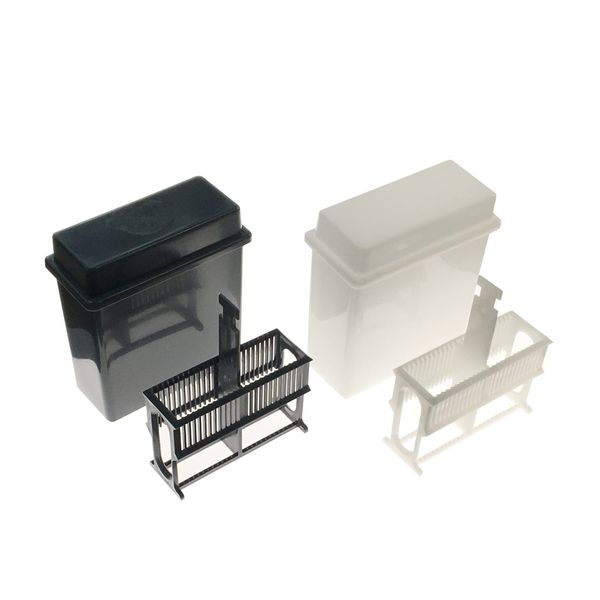 MUHWA 24 Places Microscope Slides Staining Rack and Jar, 2 Sets, Gray/White