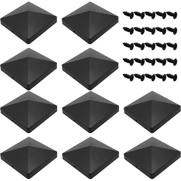 Guiran 10er Set wetterfeste Pfostenkappen 10×10cm inkl. Schrauben – Abdeckkappen für Holzpfosten und Zaunpfosten （）