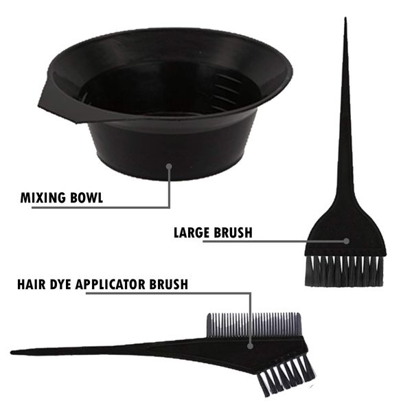 Lizzy 3Pcs Hair Colouring Set | Hair Dyeing Tool Set, Brush Double-sided Coloring Comb and Bowl Set