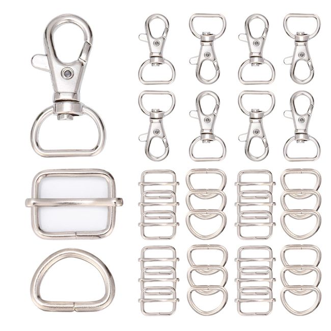 Nascan 7 pcs D-ring 14 pcs Backpack Can Lever Nascan Move Can 14 Leather Hardware Handmade Buckle (Inner Diameter 13mm, Silver)