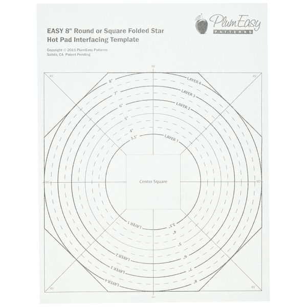PlumEasy Patterns Hot Pad Interfacing Templates (Pack of 12)