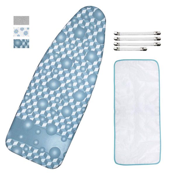 Extra-Wide Ironing Board Cover and Pad Replacement with Scorch and Stain Resistant Thick Padding and Elasticized Edge 18" x 49" Ironing Board Covers 4 Fasteners and 1 Protective Scorch Mesh Cloth