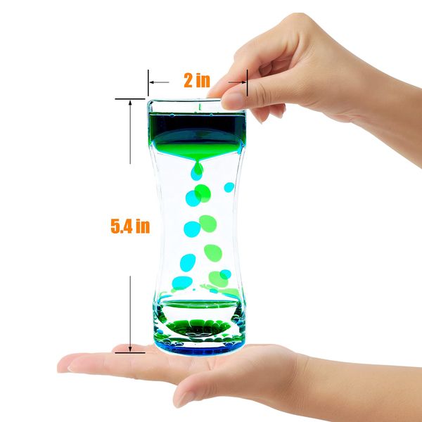 OCTTN 1 Pack Liquid Motion Bubbler Timer Sensory Toys for Relaxation, Water Timer Fidget Toy for All Age, Motion Bubble Sensory Toy Play for Office Home Blue & Green