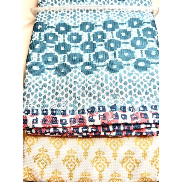 GLOBAL MICROPRINT FABRIC SHOWER CURTAIN ROWS OF TEXTILE PATTERNS