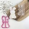 LissieLou Easter Rabbit Cookie Cutter and Embosser Easter Icing Stamp Fondant Embosser - Light Pink/Clear