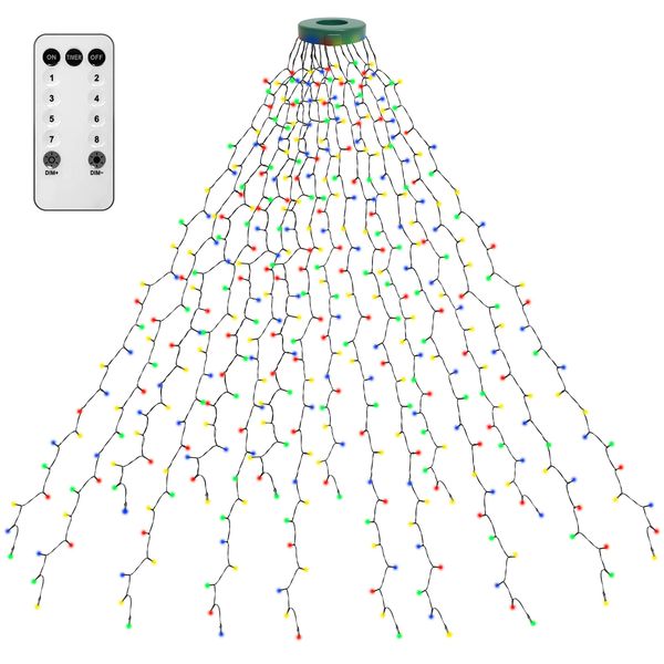 Kedoxi Weihnachtsbaum Lichterkette mit Ring Bunt 400er LED Christbaumbeleuchtung mit 16 Stränge 2m Tannenbaum Lichterketten Weihnachtsbeleuchtung Lichternetz für 110cm-240cm Baum