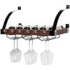 Home Zone Kitchen Wall Mounted Wine Rack w Stemware Organizers, Holds 6 Bottles