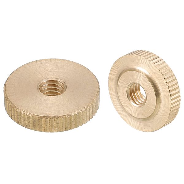 uxcell Knurling Knob Nut M6 x D20 mm x H5 mm Brass Knurling Nut Flat Head Through Hole Lock Adjustment Nut for 3D Printer Parts 4pcs