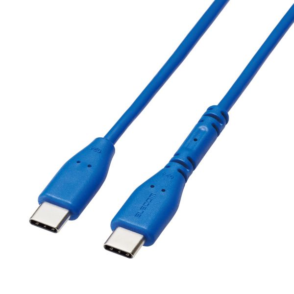 Elecom MPA-CCPSE10BU USB Type-C to USB Type-C Cable, USB Power Delivery Compatible, Easy Grip, 3.9 ft (1.0 m), Blue