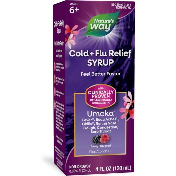 Nature's Way Cold+Flu Relief Syrup, Berry Flavored, 4 Fl Oz 