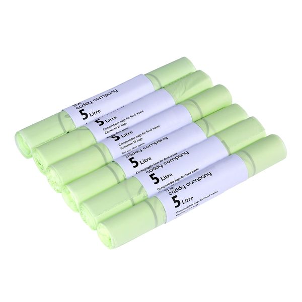 The Caddy Company Compostable Bin Liners 5 Litre, 150 Bags, Green