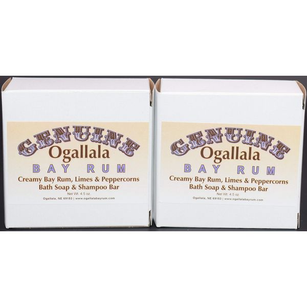 Ogallala Bay Rum Two (2) Genuine, Limes & Peppercorns Bath Soap/Shampoo Bar– 4.5 oz each