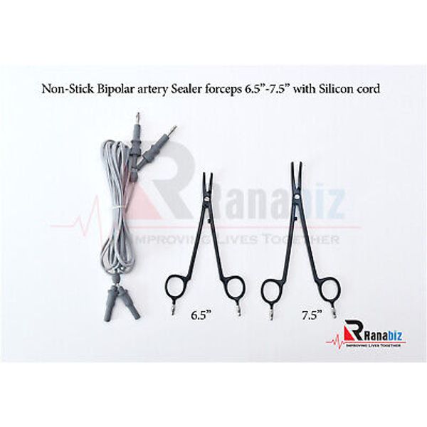 Non-Stick Bipolar Artery Sealer 6.5"+7.5" Clamps/Forceps Set &3mtr Cord-REUSABLE