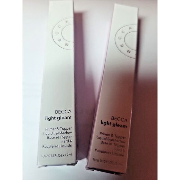 2-PACK BECCA LIGHT GLEAM Primer & Topper Liquid Eyeshadow REFRACT, 0.12 OZ NIB