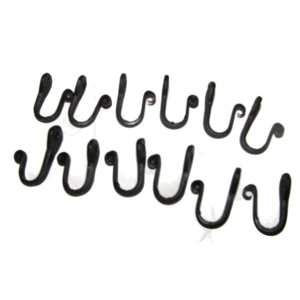 Wrought Iron Hooks-Nail Hooks-One Dozen Small-Hand Made-1 inch