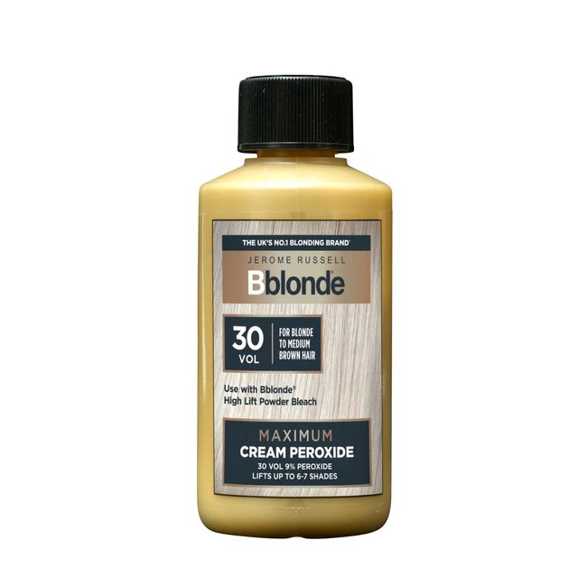 Jerome Russell Bblonde Maximum Lift Cream Peroxide 30 Vol - Permanent Blonde Hair Dye for Blonde to Medium Brown Hair Colour, Hair Bleach with 9% Peroxide & Avocado Oil, Lifts 6-7 Shades, 75ml