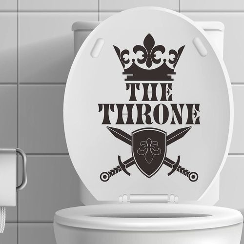 The Throne Humor Toilet Lid Stickers, Removable Waterproof Vinyl Toilet Seat Cover Decal, Funny Decor for Closestool Lavatory Bathroom Washroom Home Office
