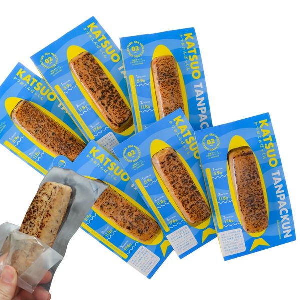 [Domestic Production] High Protein 0.6 oz (17 g) Low Sugar Bonito Fish Protein Bar, Bonito Flavor, Bonito Flavor, Low Fat (Plain, Set of 6)