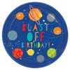 Amscan 9904653-66 - Blast Off Space Party Metallic Plates - 8 Pack