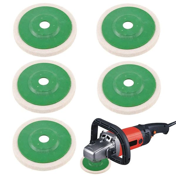 5 Pieces 95mm Felt Polishing Wheel Buffing Angle Grinder Wheel Buffing Pads Wool Wheel for Glass Furniture Ceramics Marble and Ather Non-Metals