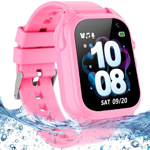 Kids Waterproof Smart Watch for Boys Girls Ages 3-12 Learning Toys with 26 Games Camera Video 1.44" Touchscreen Music Player Alarm Clock Flashlight Pedometer Toddler Watches Birthday Gifts